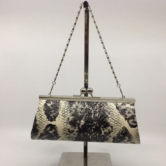 Depeche Mode Faux Python Kisslock evening clutch with silver tone hardware - Picture 1 of 16
